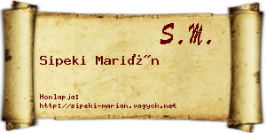Sipeki Marián névjegykártya